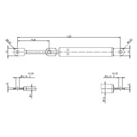 Gasdruckfeder 200N | Federweg 20mm | beidseitig 6,1mm Bohrung