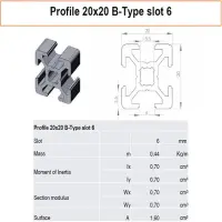 T-STAND | Aluprofil 20x20x195 B-Typ Nut 6 | Säule SPW M