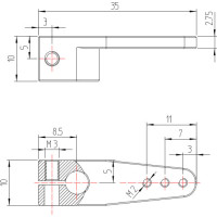 FEMA | Anlenkhebel aus Aluminium, 5 mm Bohrung red