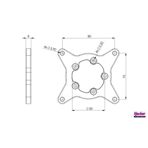 Montagekreuz für Q100 70x80mm