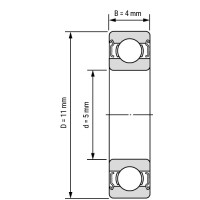 Miniatur Kugellager MR115 ZZ | 5 x 11 x 4 mm