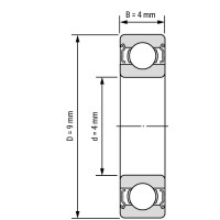 Miniatur Kugellager | Edelstahl | SS 684 ZZ | 4 x 9 x 4 mm